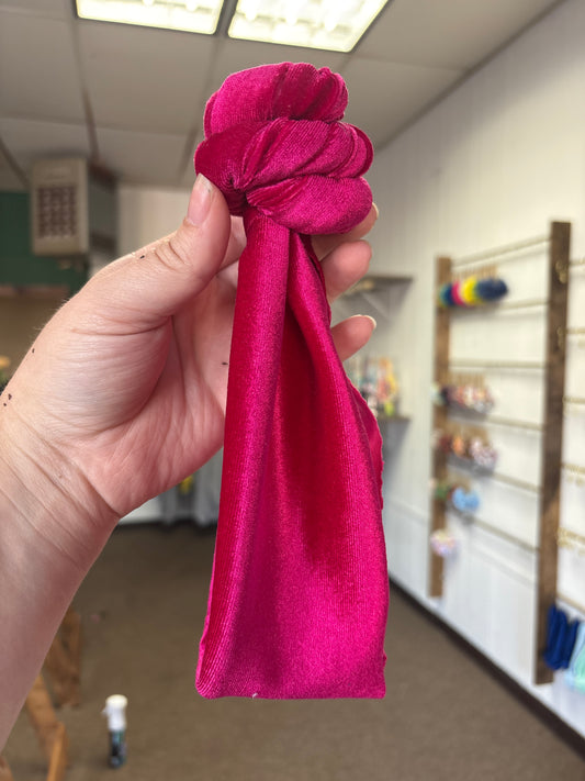 Hot pink velvet top knot