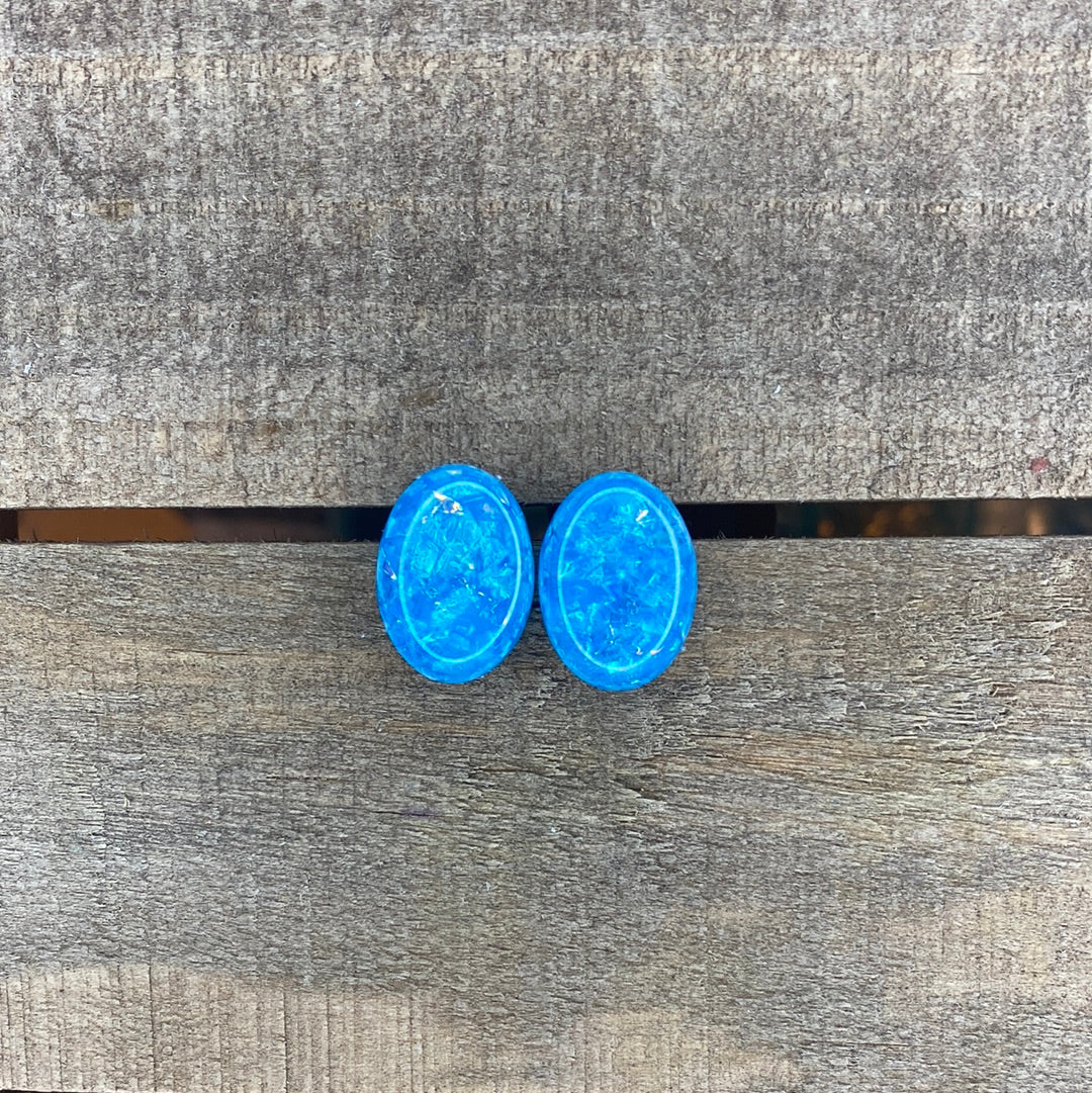 Blue egg shaped earrings