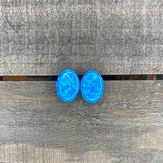 Blue egg shaped earrings