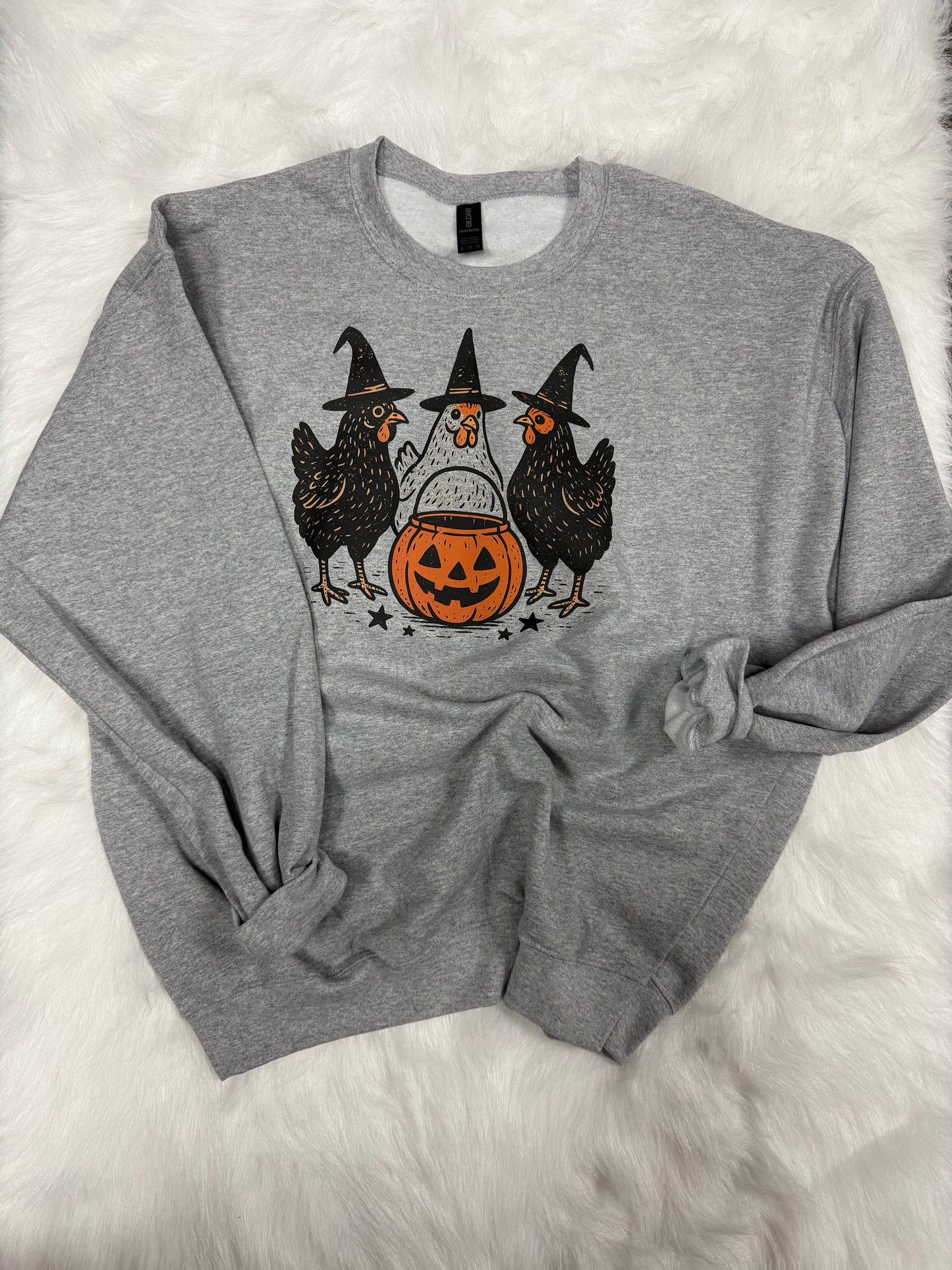 Halloween chickens- crew neck- adult XL