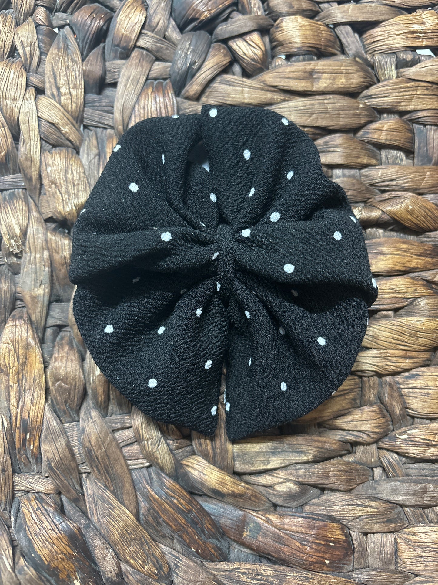 Black polka dot messy bow