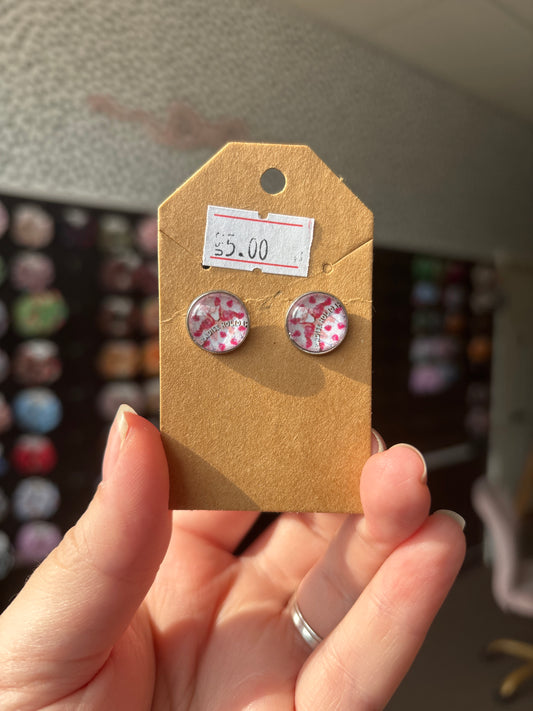 Pink flamingo 12mm earring