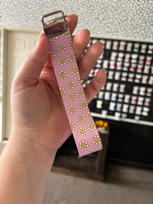 Pink flower key chain