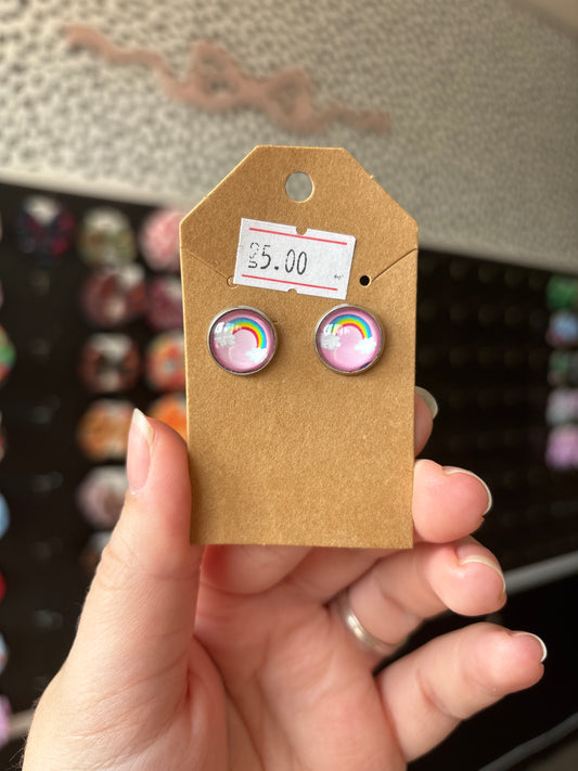 Rainbow 12mm earrings