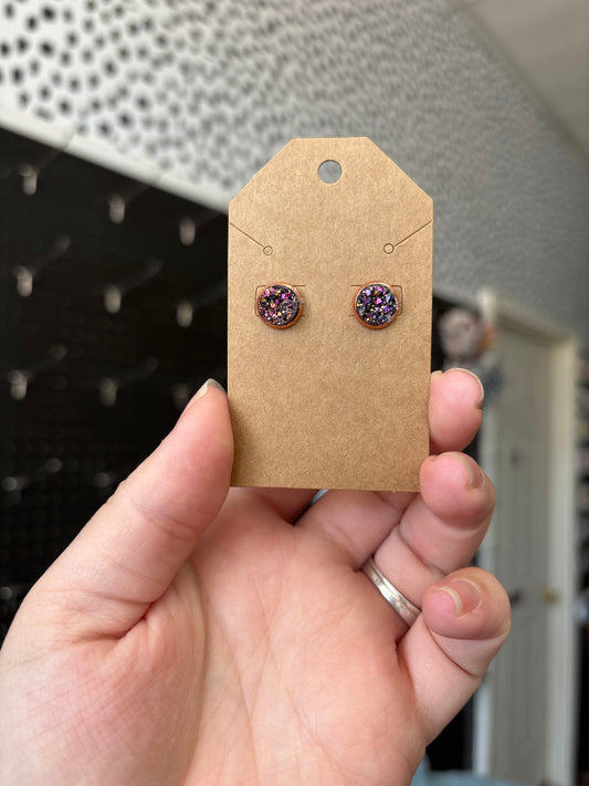 Pink/gold Durzy 8mm earrings