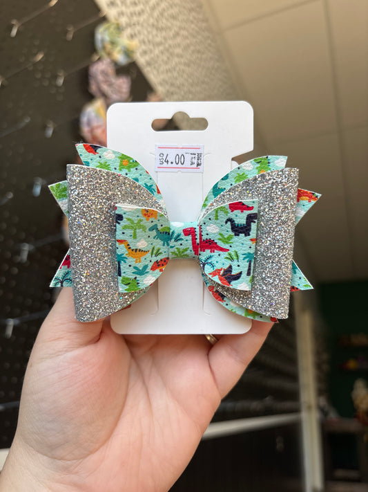 Dino- faux leather bows
