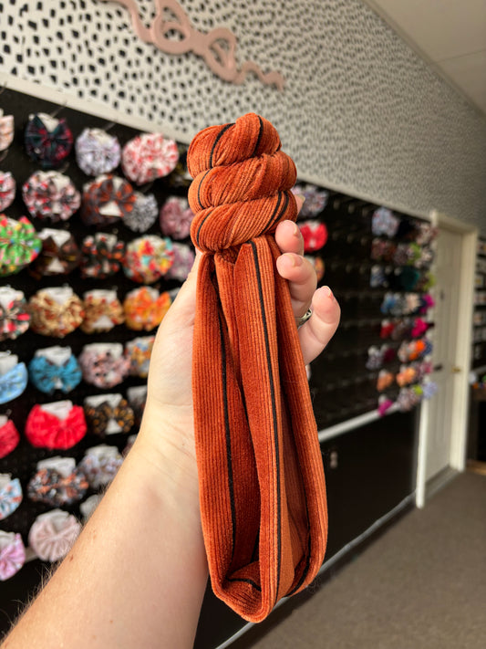 Orange with black stripe top knot- toddler