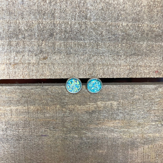 Aqua 6mm earrings