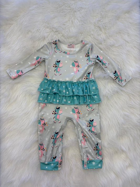 Icy unicorn wonderland girl infant romper- 12-18m