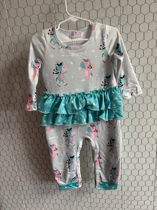 Icy unicorn wonderland girl infant romper- 12-18m