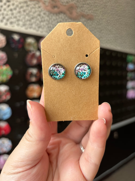 Leopard print 12mm earrings
