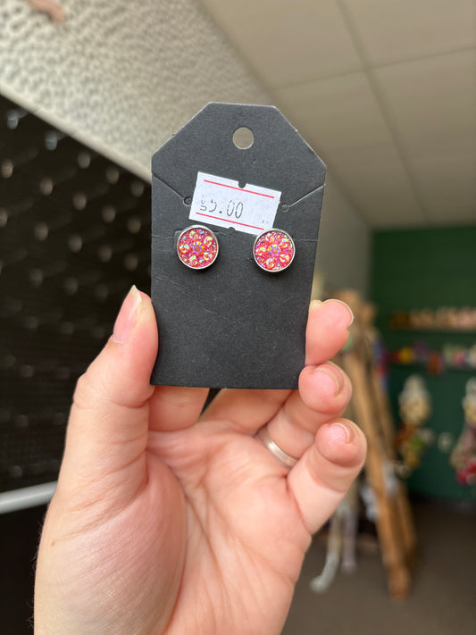 Pink floral Durzy 10mm earrings