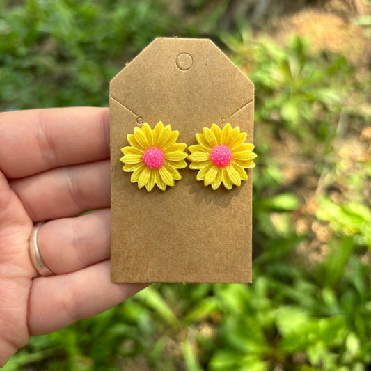 Clay sunflower earrings