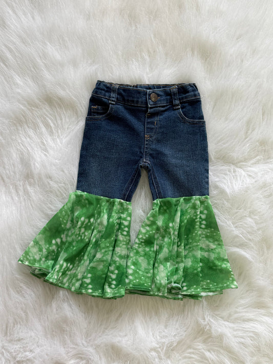 Green mesh- Jean bell bottoms-18m
