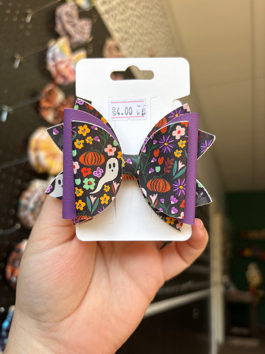 Floral ghosts- faux leather bows