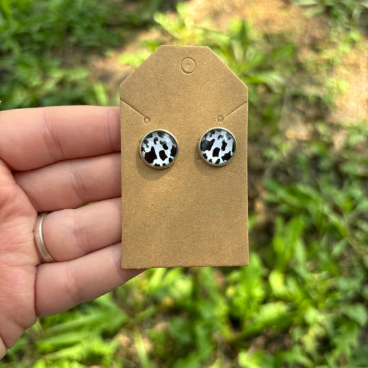 Cow print 12mm earring