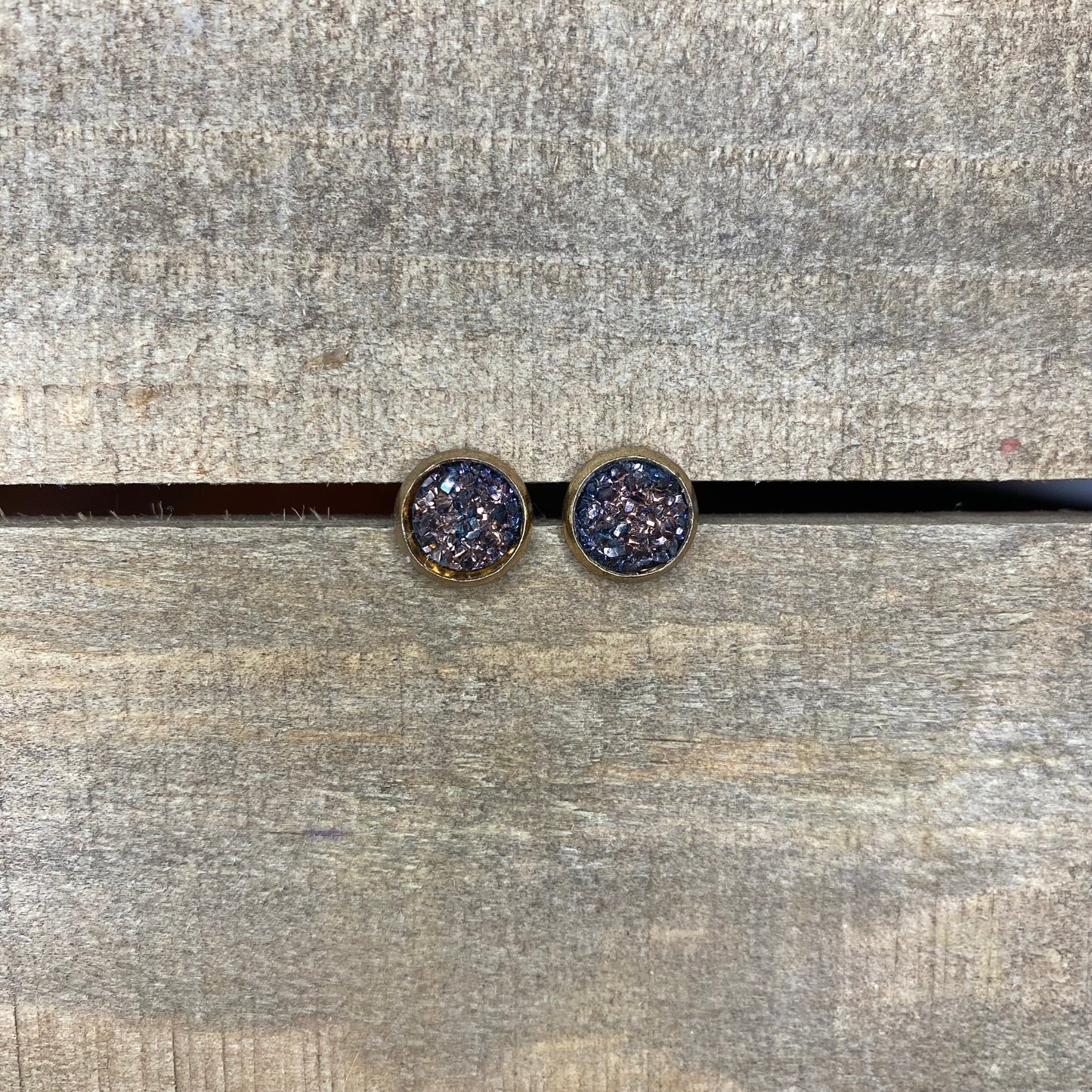 Dark rose gold 8mm earrings