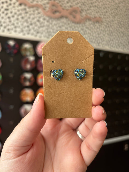 Blue/gold Durzy heart earring