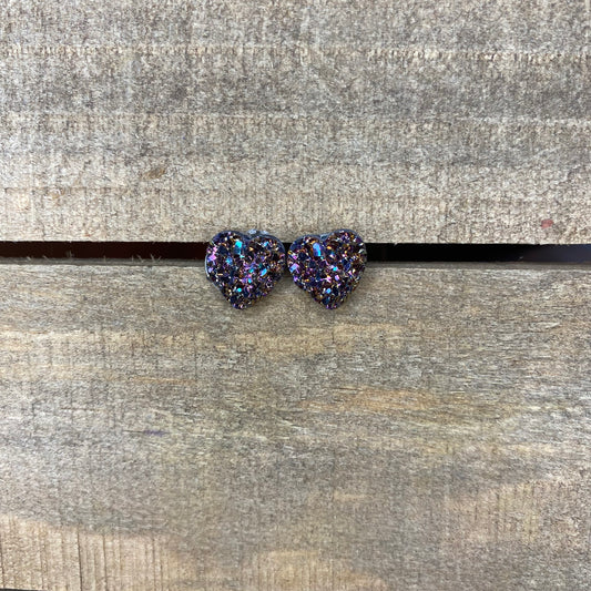 Blue/purple durzy heart earrings