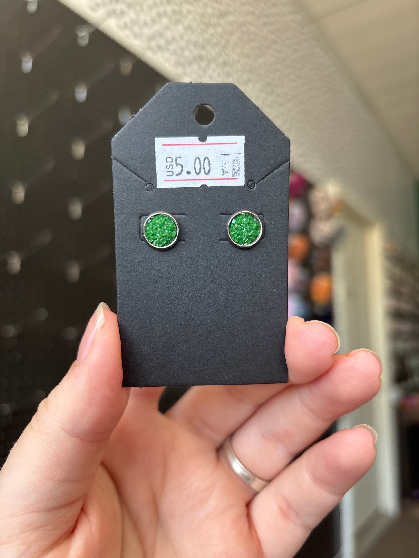 Green 8mm earring