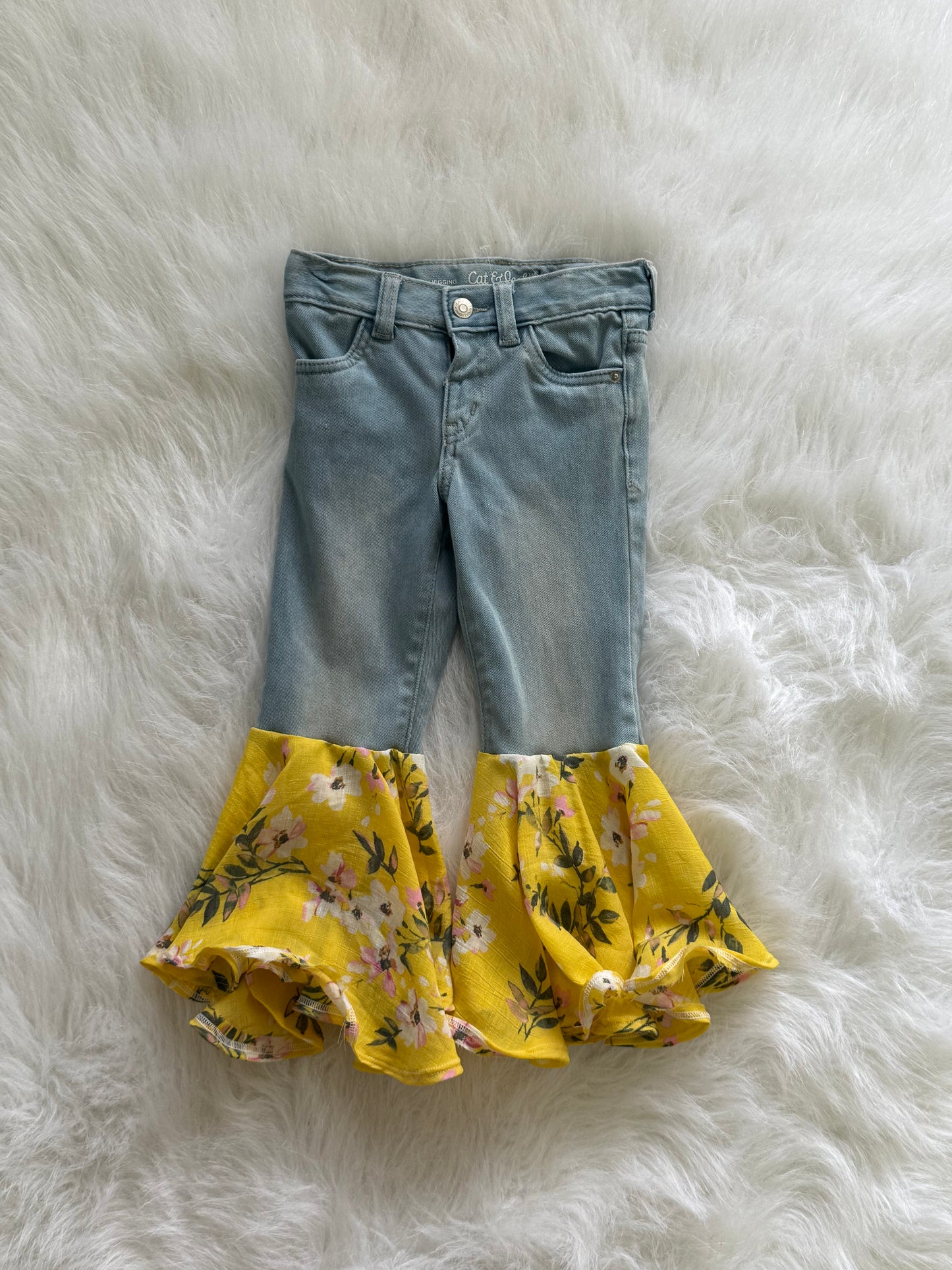 Floral- jean bell bottoms- 4t