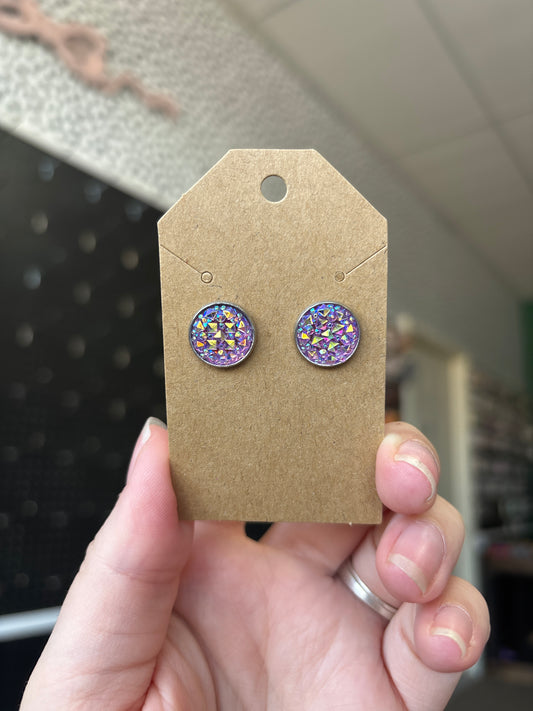 Purple durzy stud 12mm earrings