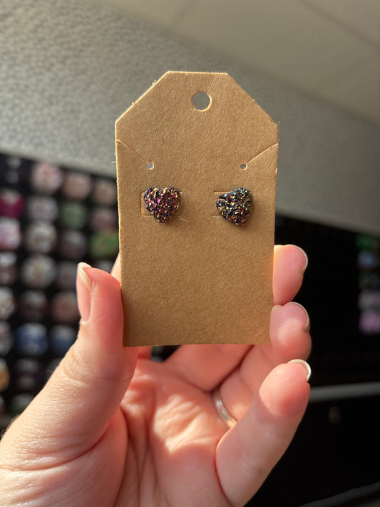 Pink and gold Durzy heart earring
