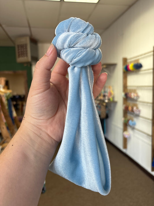 Light blue velvet top knot