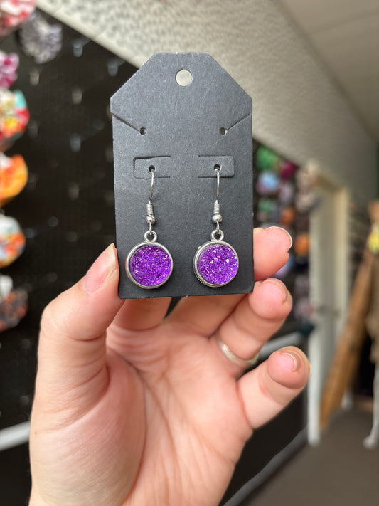 Purple durzy dangle earrings