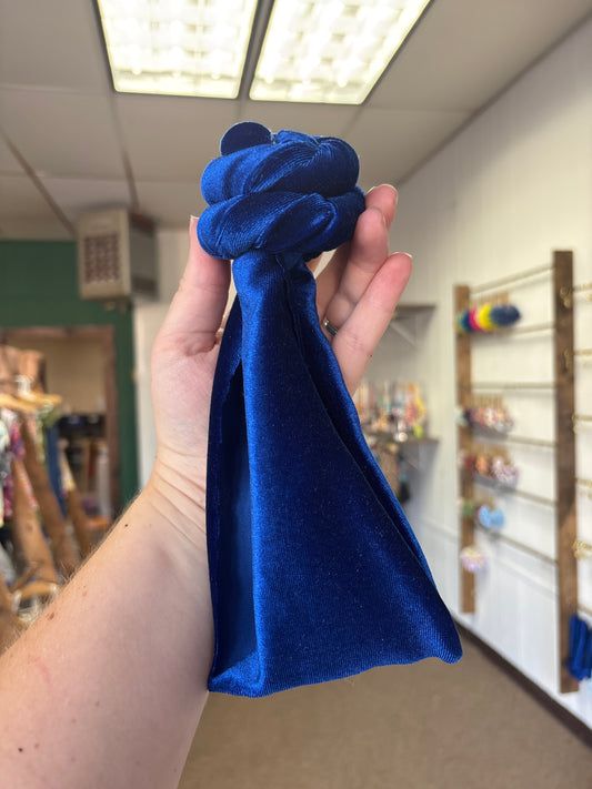 Royal blue velvet top knot