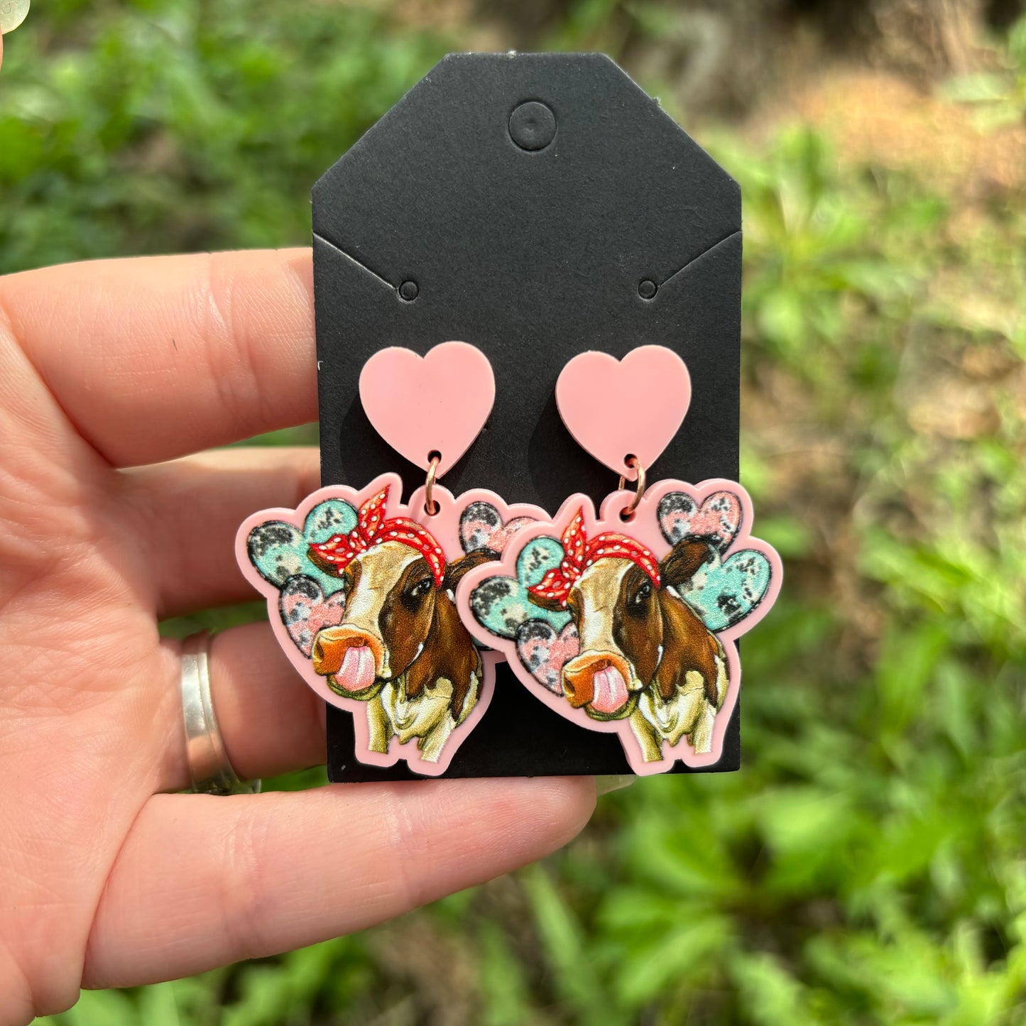 Cow/heart earrings