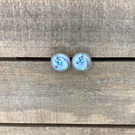 Watercolor horse 12mm earrings