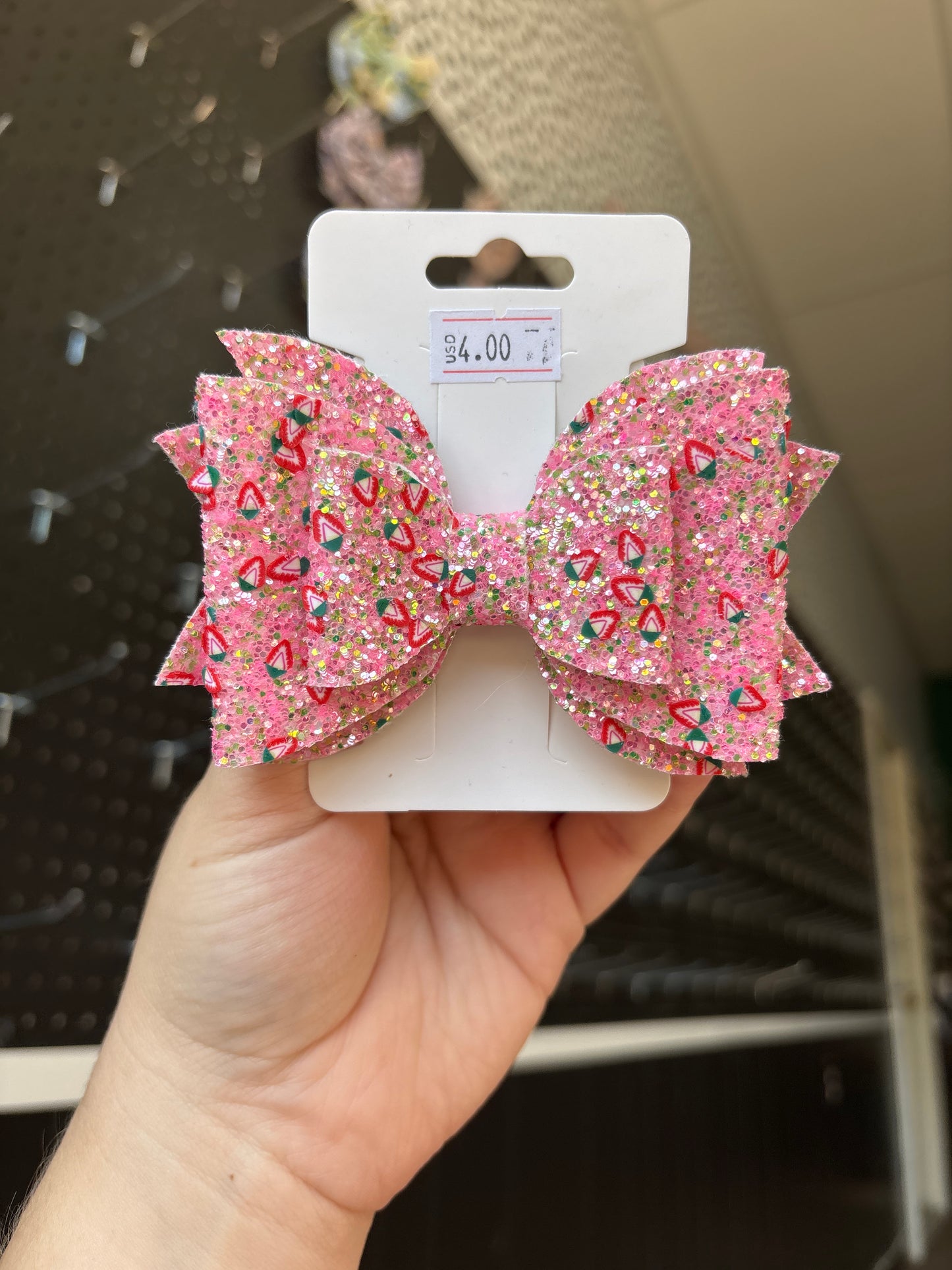 Strawberry- faux leather bows