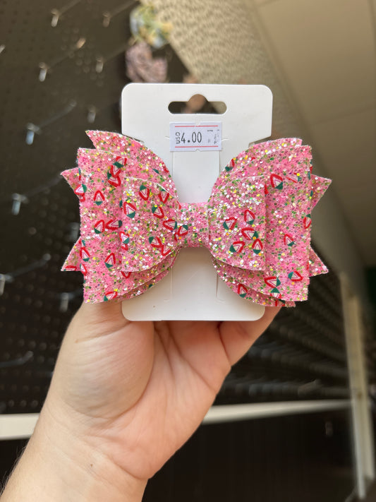 Strawberry- faux leather bows