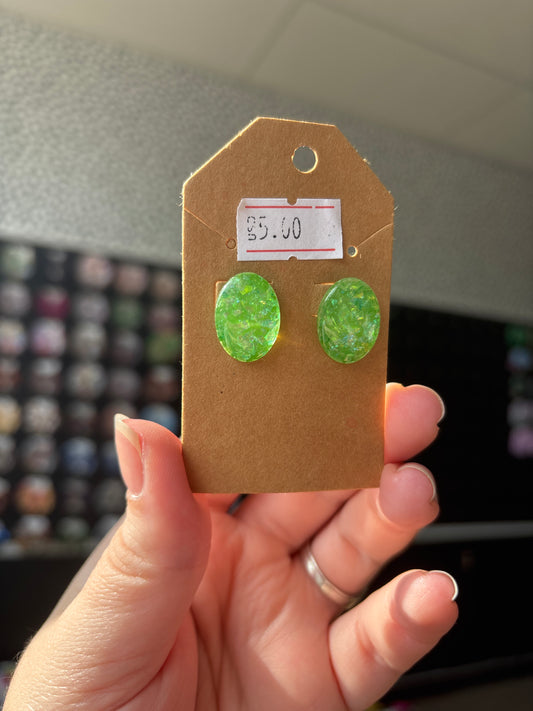 Green egg shaped earrings
