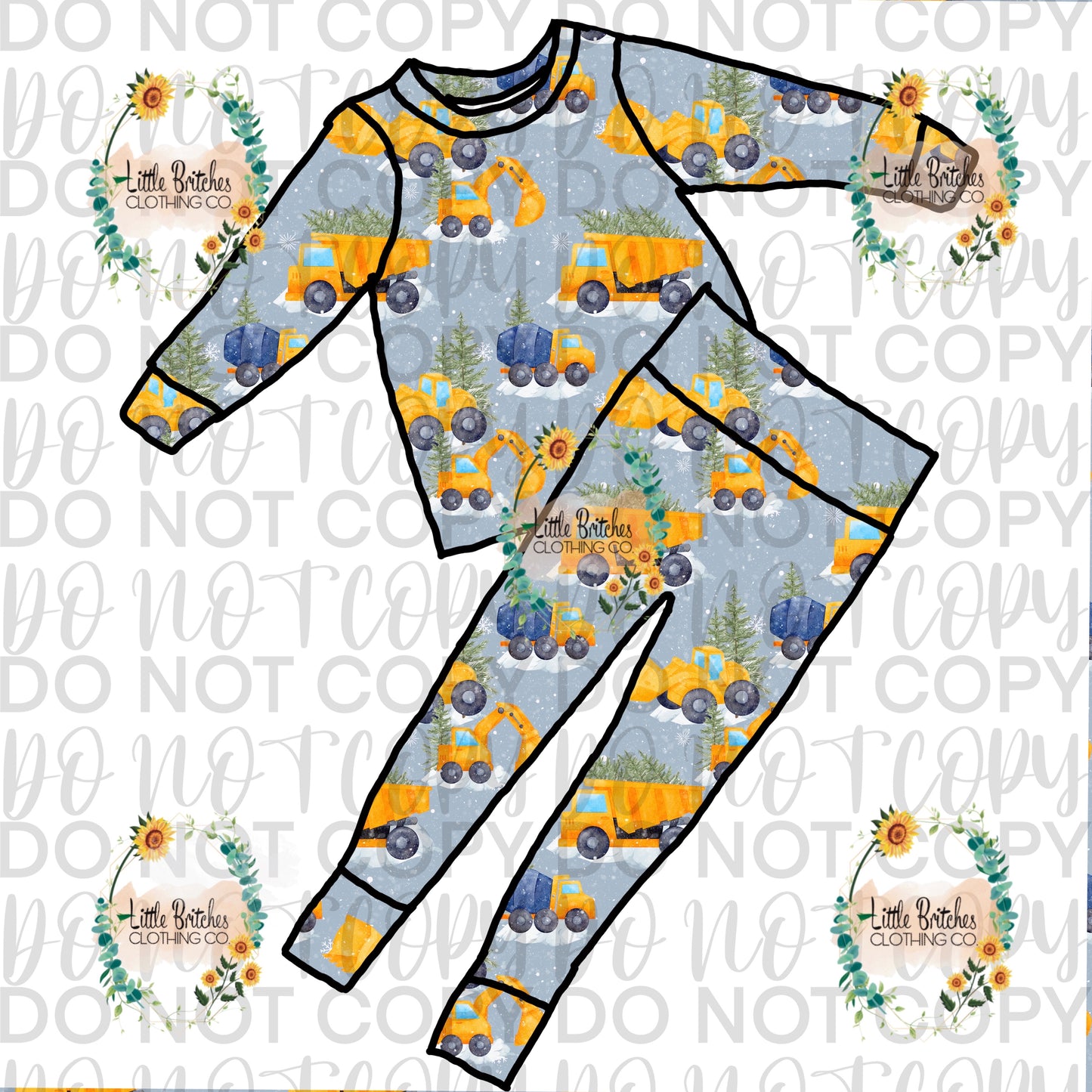 Construction Christmas pajamas preorder