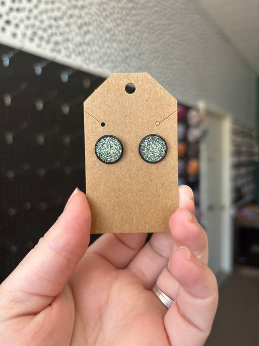 Glow in the dark black stud 12mm earring