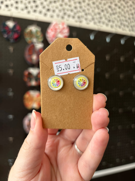 Colorful lemon 12mm earrings