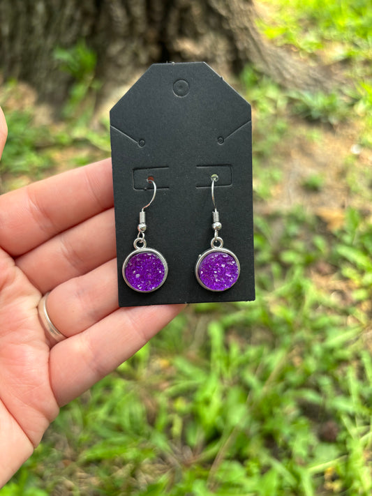 Purple durzy dangle earrings