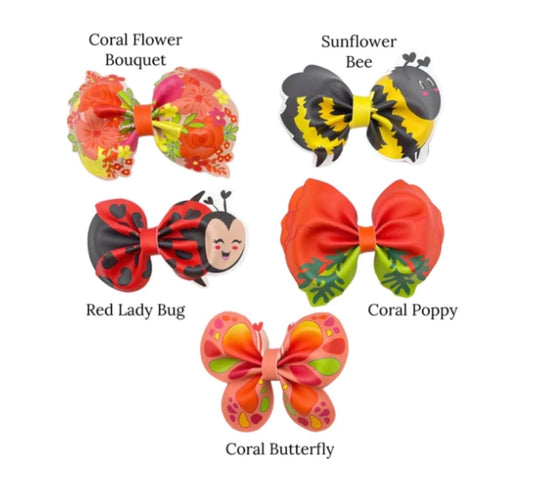 Spring faux leather clip bows