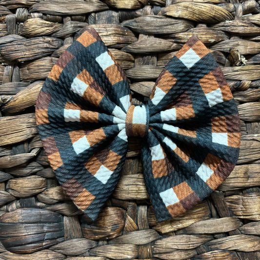 Dark fall plaid regular style bow