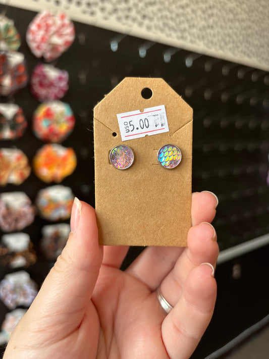 Clear mermaid scales 10mm earrings