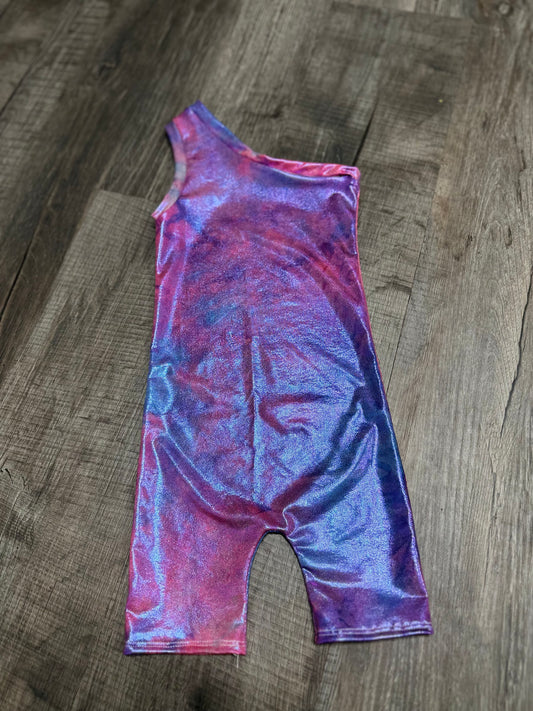 Shimmer tie dye one shoulder romper