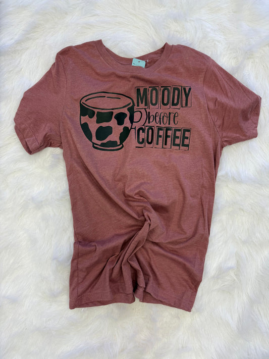 Moody before coffee- tshirt by berk&co- adult medium