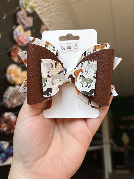 Horse- faux leather bows