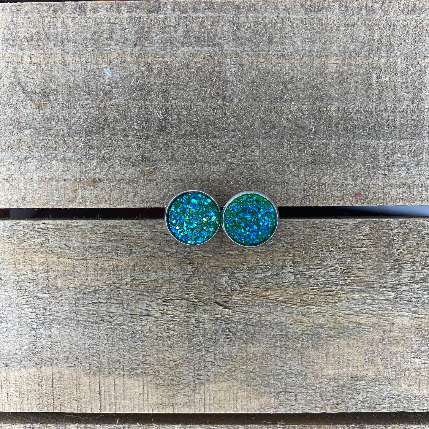 Blue/green durzy 12mm earrings