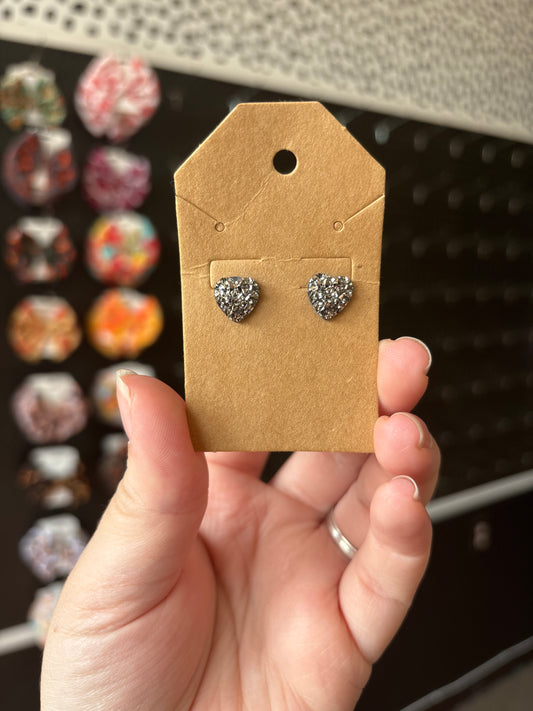Gunmetal gray Durzy heart earrings