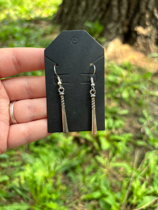 Baseball bat dangle earrings