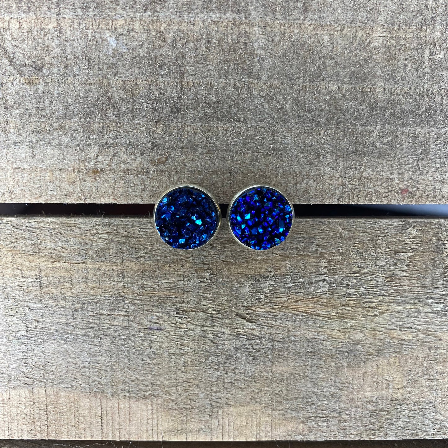 Deep blue durzy 12mm earrings