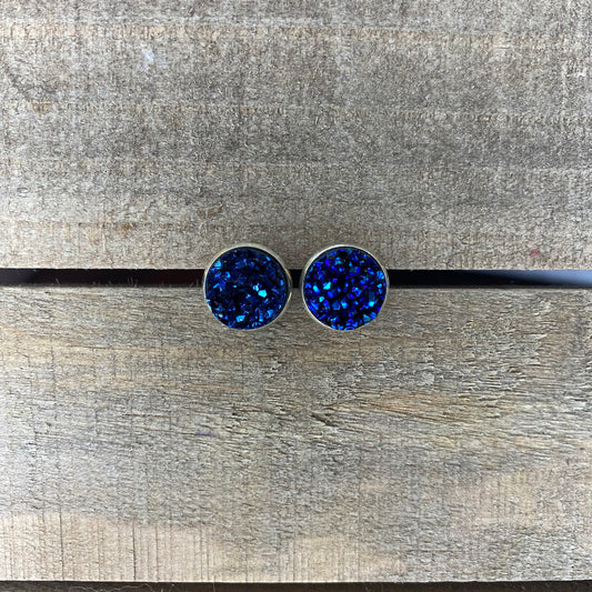 Deep blue durzy 12mm earrings